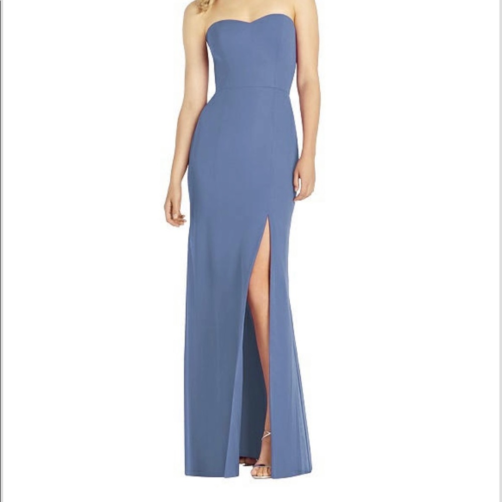 Dessy (After Six 6803) Blue Strapless Trumpet Gown